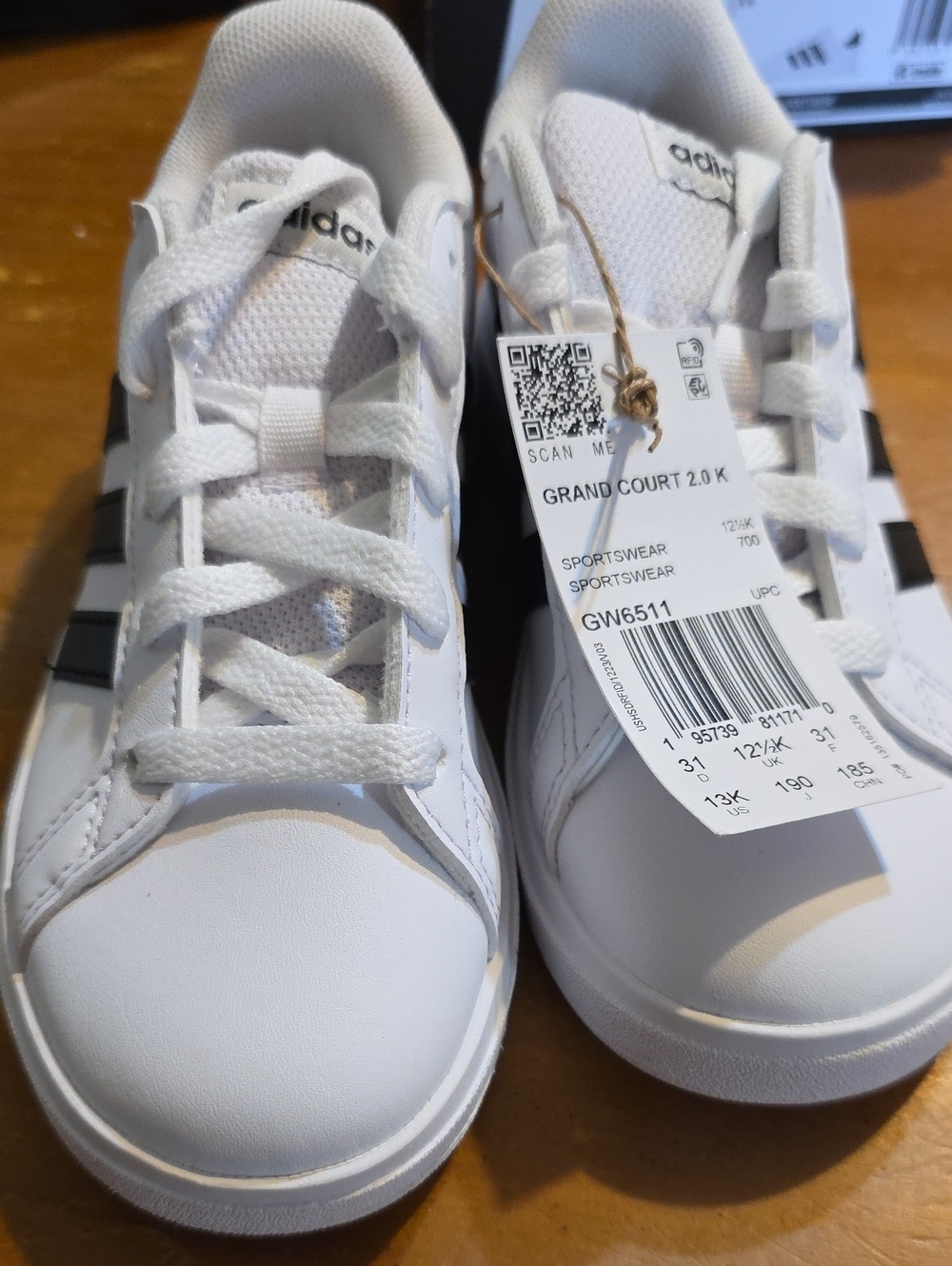 adidas White Sneakers with Black Stripes - Kids